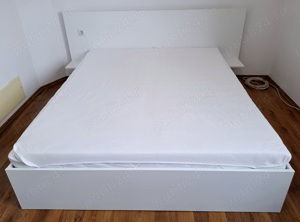 Pat cu saltea si polite 190x160x20 cm+protectie saltea+lenjerie de pat - imagine 3