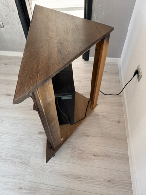 Semineu electric cu lumina led din lemn masiv stejar - imagine 5