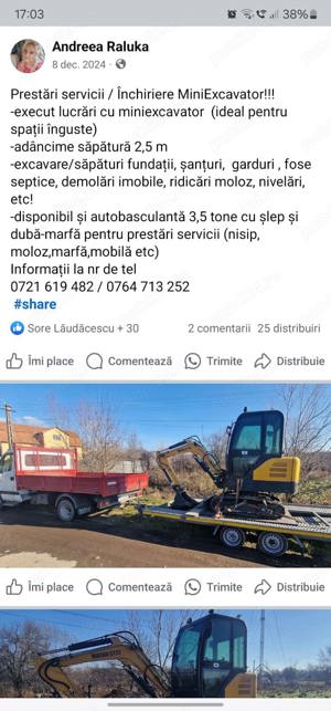 Prestari servici inchiriere miniexcavator - imagine 3