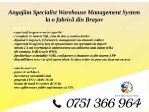 Angajăm Specialist WMS (Warehouse Management System)