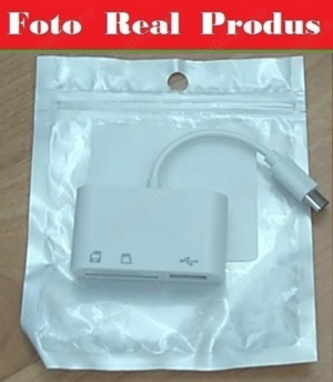 Hub Adaptor Convertor OTG 3 in 1 -Tip C  -USB Stick, TF si SD Card -UK - imagine 2