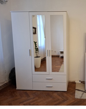 Mobila dormitor dulap haine alb cu oglinzi Mobexpert