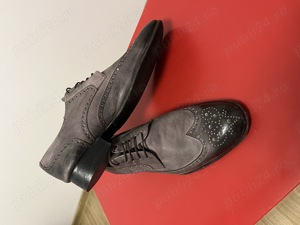 Pantofi piele class LondonTailors Original 9(43) gri degrade imprimati - imagine 3