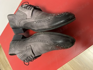 Pantofi piele class LondonTailors Original 9(43) gri degrade imprimati - imagine 5