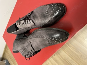 Pantofi piele class LondonTailors Original 9(43) gri degrade imprimati - imagine 4