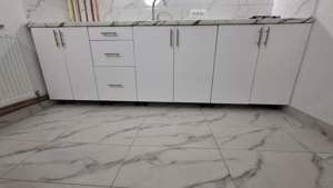  Mobila bucatarie modulara corpuri inferioare, MDF lucios alb, ca NOUA, 260cm