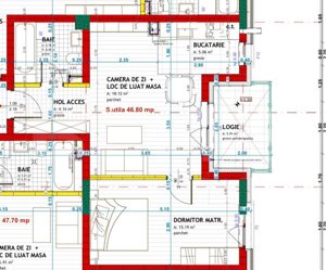 Apartament cu 2 camere, finisat, 47 mp utili, etaj I, zona Eroilor