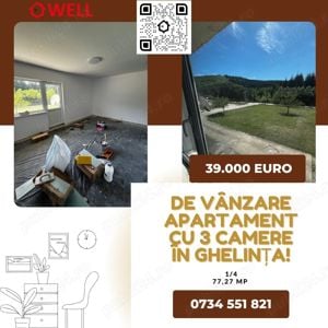 De vânzare  un apartament renovat cu 3 camere în Ghelința!