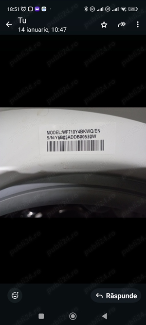 Tripoda tambur masina spălat rufe Samsung 7kg WF710Y4BKWQ - imagine 2