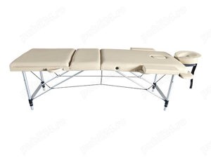 Masa de masaj, cadru aluminiu, 3 sectiuni, Crem