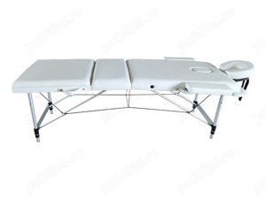 Masa de masaj, cadru aluminiu, 3 sectiuni, Alb - imagine 2