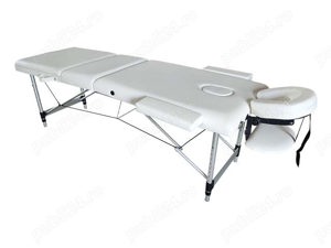 Masa de masaj, cadru aluminiu, 3 sectiuni, Alb - imagine 4