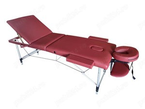 Masa de masaj, cadru aluminiu, 3 sectiuni, Rosu