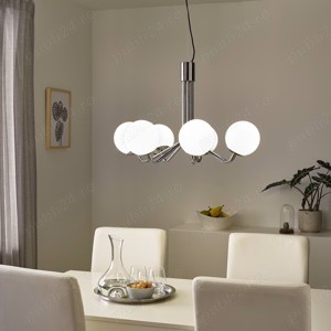 Vand 2 Lustre   Candelabre cu 7 braţe Ikea SIMRISHAMN, cromat opal sticlă, 70 cm - imagine 3