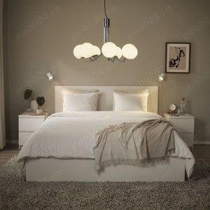 Vand 2 Lustre   Candelabre cu 7 braţe Ikea SIMRISHAMN, cromat opal sticlă, 70 cm - imagine 4