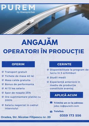 Angajăm operatori în producție