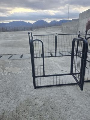 Tarc pentru caini, 8 elemente, 60 x 60 cm, metal, Negru - imagine 5