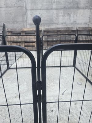 Tarc pentru caini, 8 elemente, 60 x 60 cm, metal, Negru - imagine 2