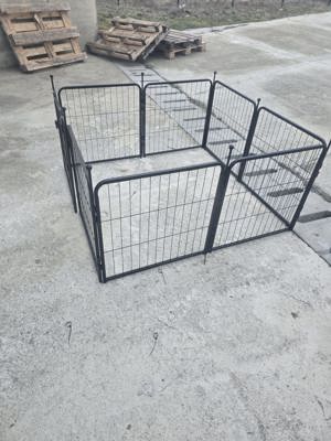 Tarc pentru caini, 8 elemente, 60 x 60 cm, metal, Negru - imagine 4