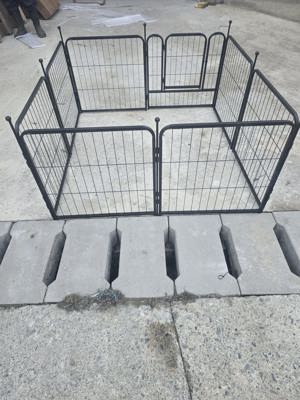 Tarc pentru caini, 8 elemente, 60 x 60 cm, metal, Negru - imagine 3