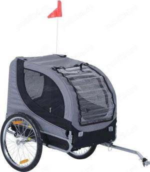 Remorca de bicicleta pentru transportat animale, marca PawHut, gri - imagine 4