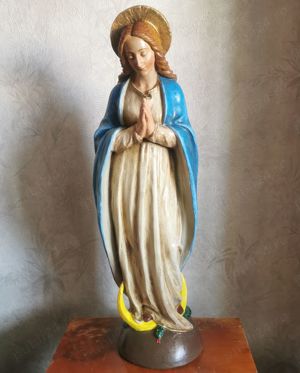 veche statueta catolica Fecioara Maria icoana statuie vintage