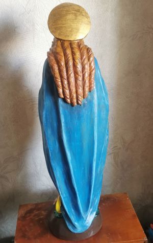 veche statueta catolica Fecioara Maria icoana statuie vintage - imagine 5