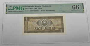 bancnota 1 leu 1966 gradata PMG66