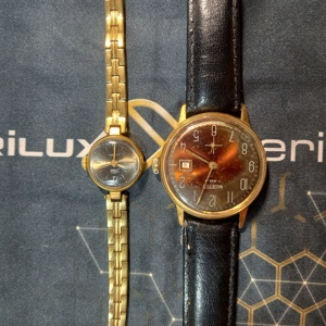 WOSTOK și ZARIA, pereche de ceasuri vintage, rusești, placate cu aur, funcționale - imagine 6