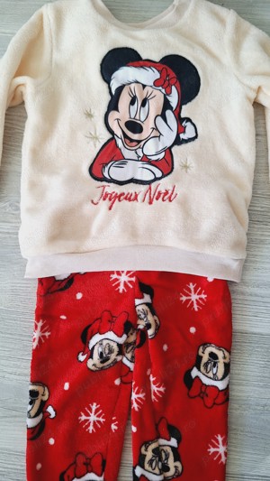 Pijama MINNIE MOUSE, maneca lunga, alb-rosie