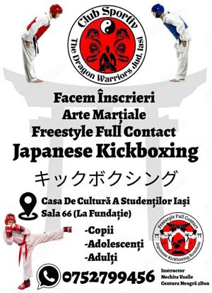 Facem Înscrieri Arte Marțiale (Kickboxing Japonez Și Autoapărare Militară Krav Maga)