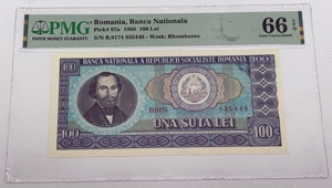 bancnota romaneasca de colectie - 100 lei 1966 gradata PMG EPQ66