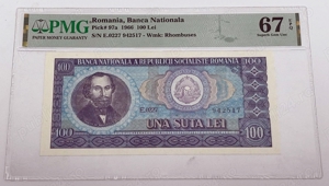bancnota romaneasca de colectie - 100 lei 1966 gradata PMG EPQ67