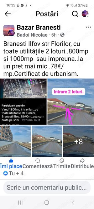 Teren intravilan Branesti Ilfov 