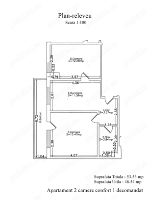 Apartament 2 camere cf.1 decomandat , zona centrala !  - imagine 3