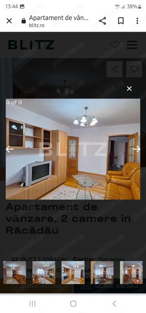 Proprietar ofer spre Vânzare apartament 2 camere Renovat mobilat utilat Racadau pietonal  - imagine 9