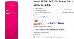Frigider ROZ Vestel Retro SC32001 Pembe 311 L - Nou Sigilat în CUTIE - imagine 2