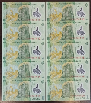 Bancnote polimer 1 leu serii succesive