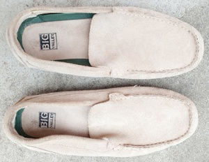 Pantofi de vara Big Valley marinea 43, loafers crem, din piele intoarsa groasa, interior din piele