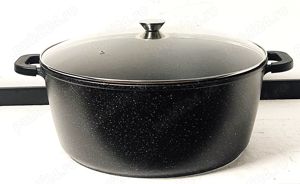 Oala cu capac sticla 24L, marmura antiaderenta.