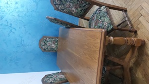 Masă cu 6 scaune din lemn masiv