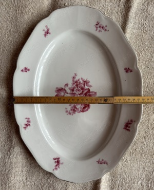 Platou mare oval din porțelan Meissen pink flowers - imagine 5