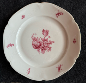 Platou rotund din poțelan Meissen pink flowers