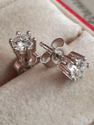 Cercei STUD aur alb cu diamante naturale VVS 0,7ct unisex