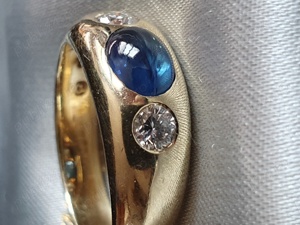 Unicat Ghiul GYPSY aur masiv cu safir CEYLON si diamante naturale VS