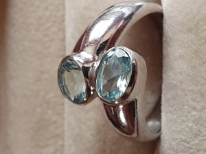 Inel unicat You and Me aur masiv cu aquamarin acvamarin natural - imagine 2