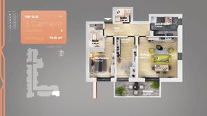 Apartament 3 camere Piata Sudului 79.81 mp utili