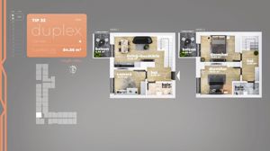 Duplex 4 camere  Piata Sudului 84.56 mp utili