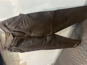  Pantaloni piele naturală, Italia, culoare  maro închis, mărime.S. - imagine 2