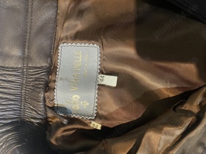  Pantaloni piele naturală, Italia, culoare  maro închis, mărime.S. - imagine 3